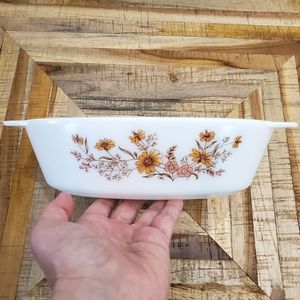Vintage Pyrex England Country Autumn Milk Glass Casserole Dish